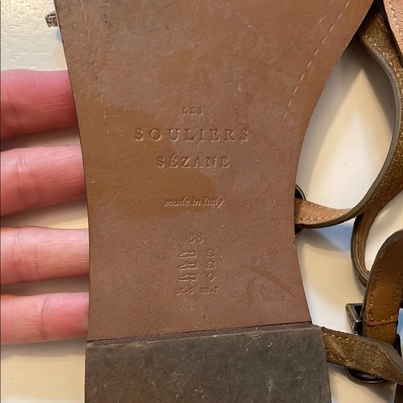 Sezane Brown Low Roxanne Sandals with Ankle Strap Size 38 - Picture 4 of 6